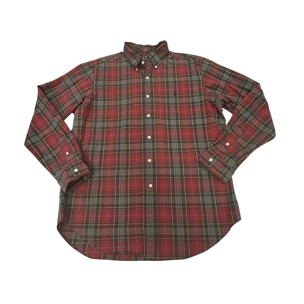 Ralph Lauren Classic Fit Shirt Men L Plaid Red Green Long Sleeve Preppy Heritage